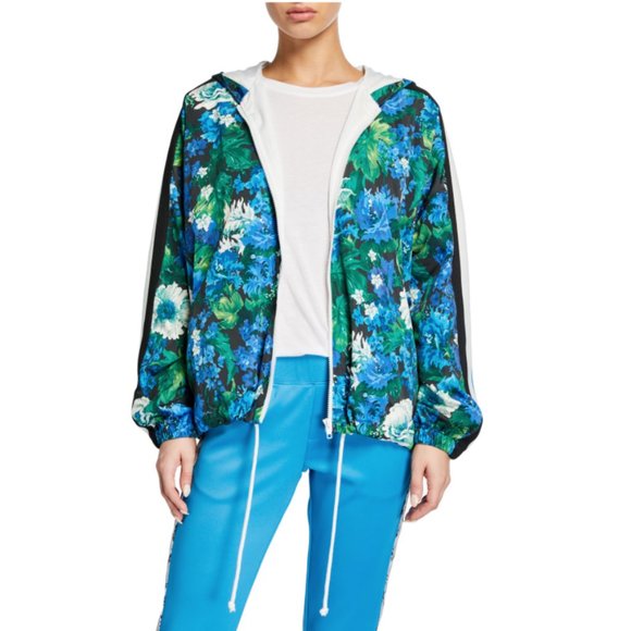 NWT PAM & GELA 90s Floral Stripe Zip Jacket Windbreaker - Picture 3 of 6